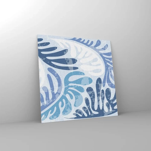 Obraz na skle - Modré papradie - 70x70 cm