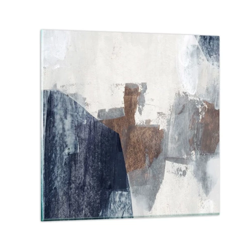 Obraz na skle - Modro-hnedé tvary - 30x30 cm