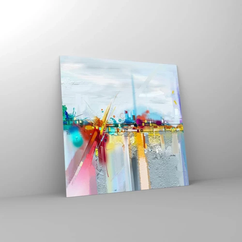 Obraz na skle - Most radosti nad riekou života - 30x30 cm
