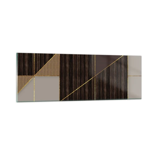 Obraz na skle - Mozaika hnedej a zlatej - 90x30 cm