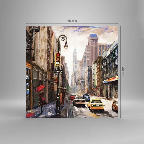 Obraz na skle - New York – farebný aj v daždi - 30x30 cm