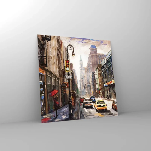 Obraz na skle - New York – farebný aj v daždi - 40x40 cm