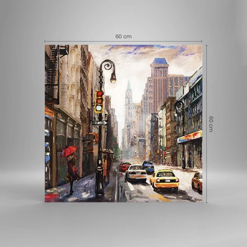 Obraz na skle - New York – farebný aj v daždi - 60x60 cm