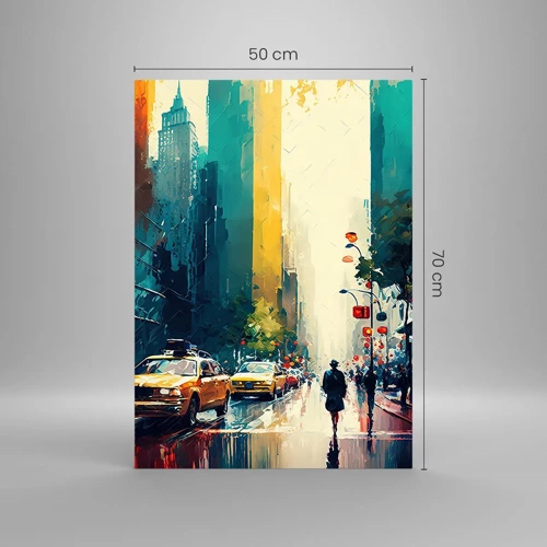 Obraz na skle - New York – tu je aj dážď farebný - 50x70 cm