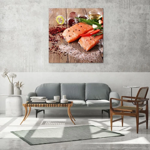 Obraz na skle - Nórske dobrodružstvo v kuchyni - 30x30 cm