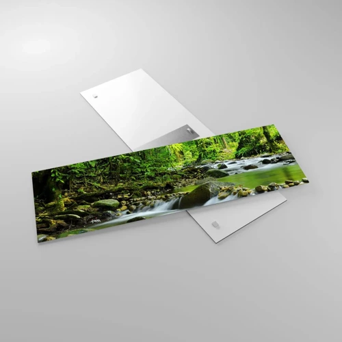 Obraz na skle - Plávať morom zelene - 90x30 cm