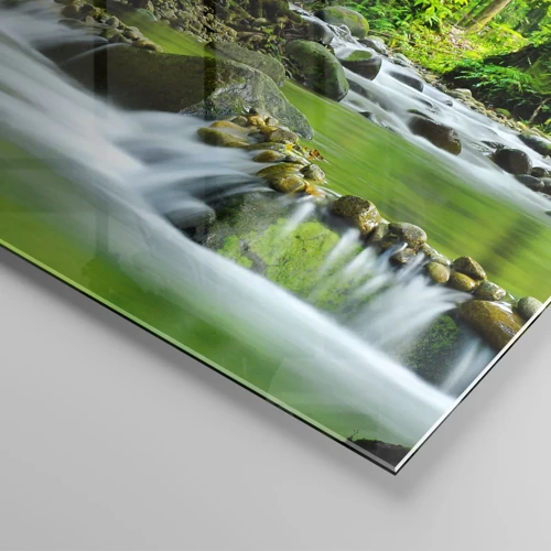 Obraz na skle - Plávať morom zelene - 90x30 cm