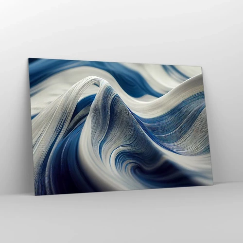 Obraz na skle - Plynulosť modrej a bielej - 120x80 cm