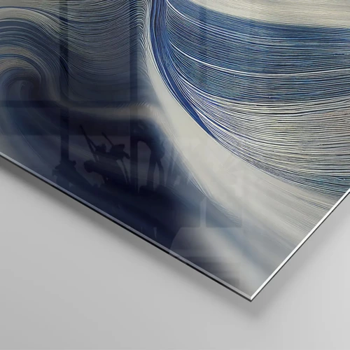 Obraz na skle - Plynulosť modrej a bielej - 160x50 cm