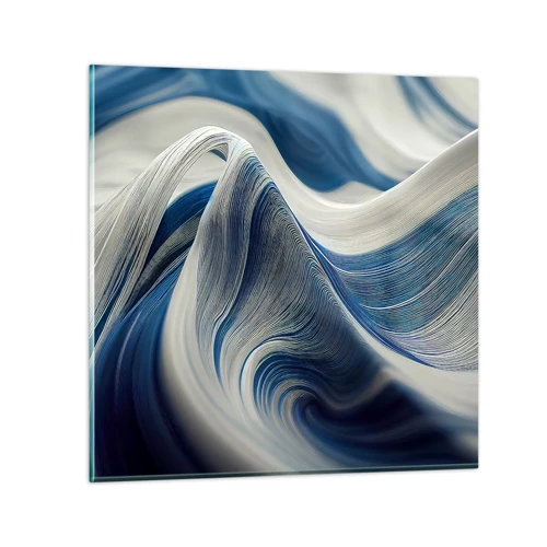 Obraz na skle - Plynulosť modrej a bielej - 30x30 cm