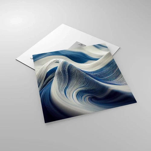 Obraz na skle - Plynulosť modrej a bielej - 50x50 cm