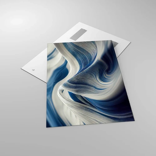 Obraz na skle - Plynulosť modrej a bielej - 70x100 cm