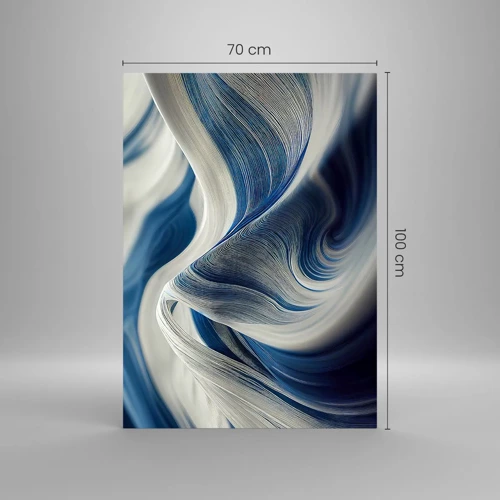 Obraz na skle - Plynulosť modrej a bielej - 70x100 cm
