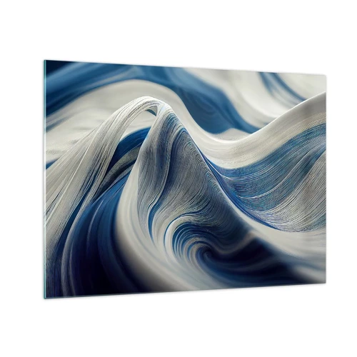 Obraz na skle - Plynulosť modrej a bielej - 70x50 cm
