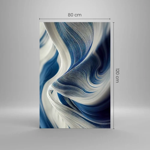 Obraz na skle - Plynulosť modrej a bielej - 80x120 cm