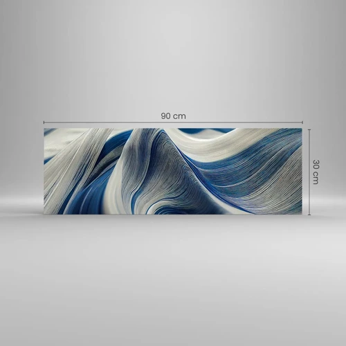 Obraz na skle - Plynulosť modrej a bielej - 90x30 cm