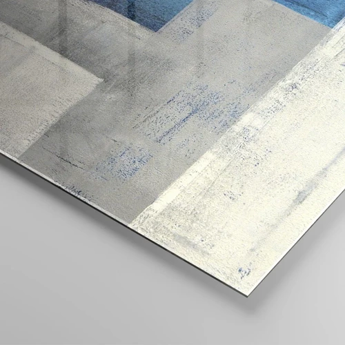 Obraz na skle - Poetická kompozícia šedej a modrej - 100x40 cm