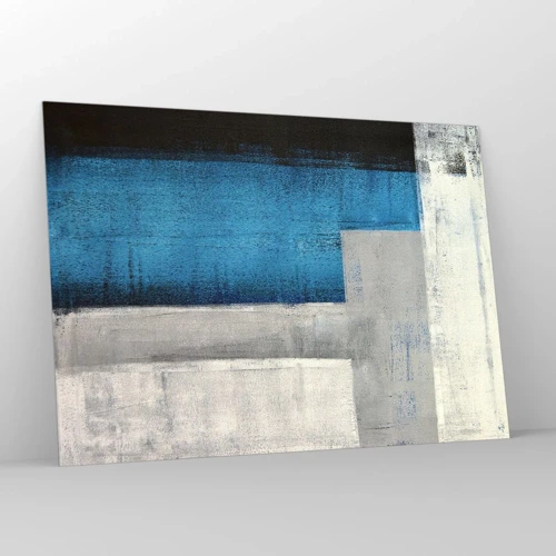 Obraz na skle - Poetická kompozícia šedej a modrej - 100x70 cm