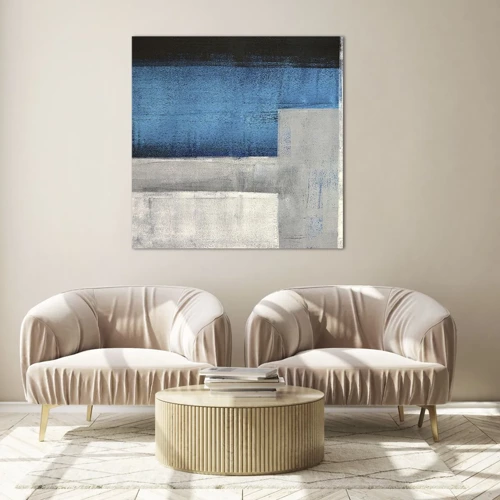 Obraz na skle - Poetická kompozícia šedej a modrej - 30x30 cm