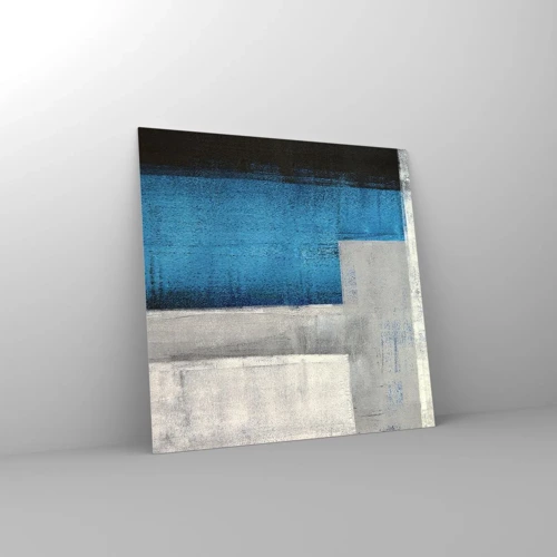 Obraz na skle - Poetická kompozícia šedej a modrej - 50x50 cm
