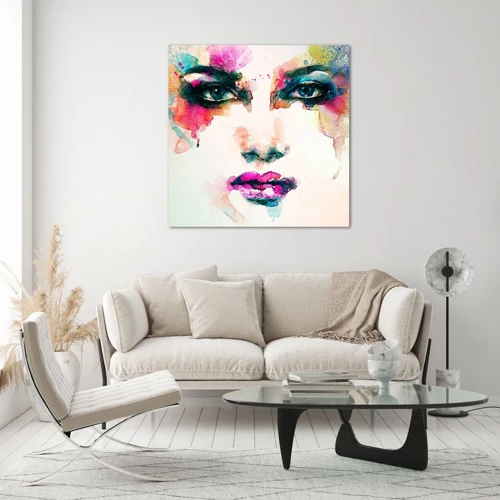 Obraz na skle - Portrét maľovaný dúhou - 70x70 cm