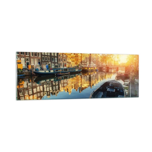 Obraz na skle - Ráno v Amsterdame - 90x30 cm