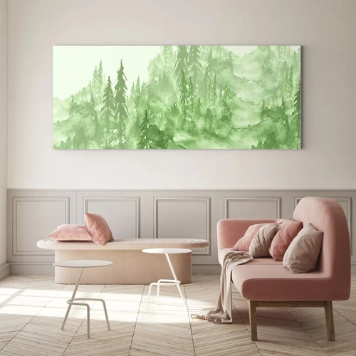 Obraz na skle - Rozmazaný zelenou hmlou - 160x50 cm