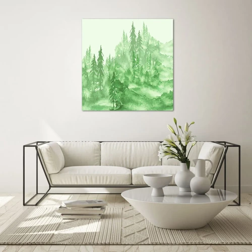 Obraz na skle - Rozmazaný zelenou hmlou - 30x30 cm