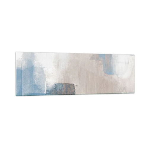 Obraz na skle - Ružová abstrakcia za modrým závojom - 160x50 cm