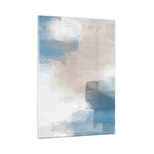 Obraz na skle - Ružová abstrakcia za modrým závojom - 50x70 cm