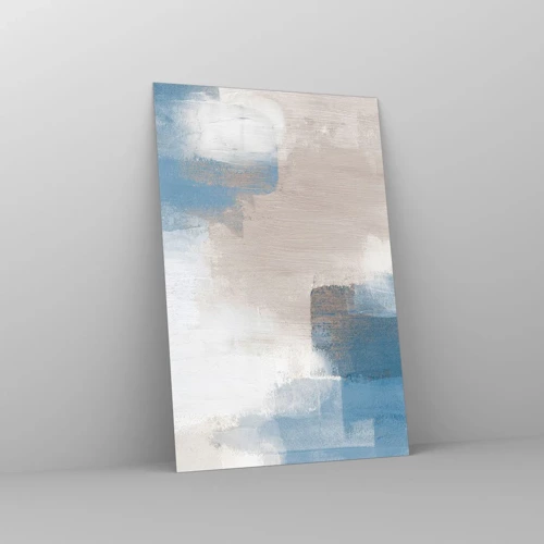 Obraz na skle - Ružová abstrakcia za modrým závojom - 80x120 cm