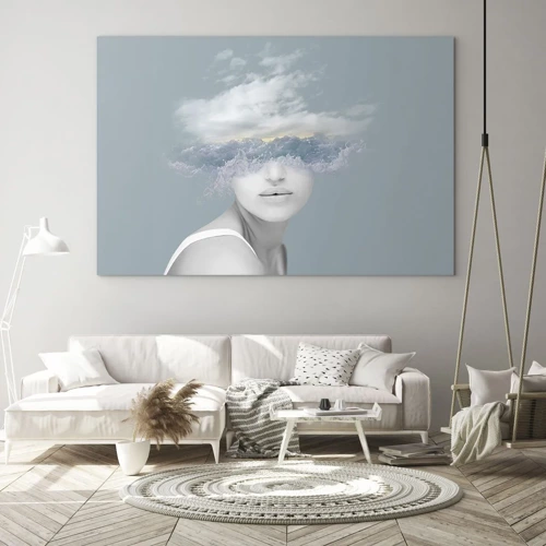 Obraz na skle - S hlavou v oblakoch - 70x50 cm