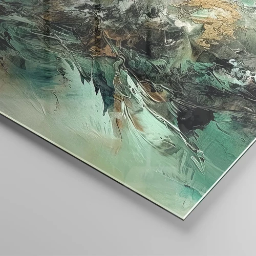 Obraz na skle - Smaragdovočierne vlnobitie - 30x30 cm