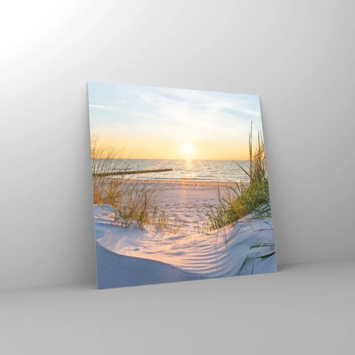 Obraz na skle - Šumenie mora, spev vtákov, divoká pláž uprostred trávy… - 70x70 cm