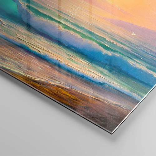 Obraz na skle - Tyrkysová pieseň vĺn - 100x40 cm
