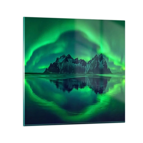 Obraz na skle - V náručí polárnej žiare - 60x60 cm