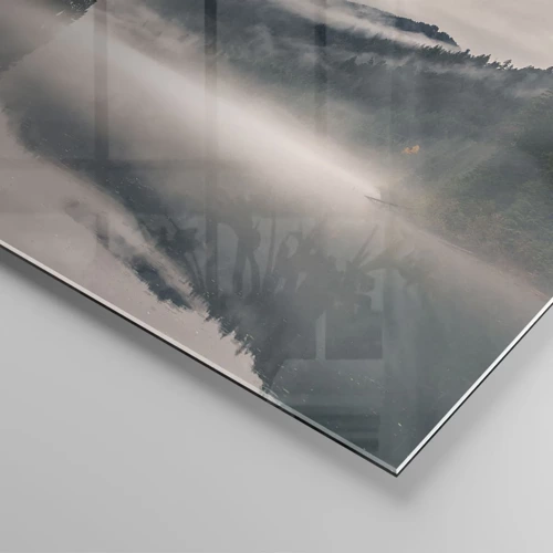 Obraz na skle - V zamyslení, v hmle - 160x50 cm