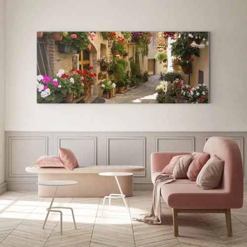 Obraz na skle - V záplave kvetov - 100x40 cm