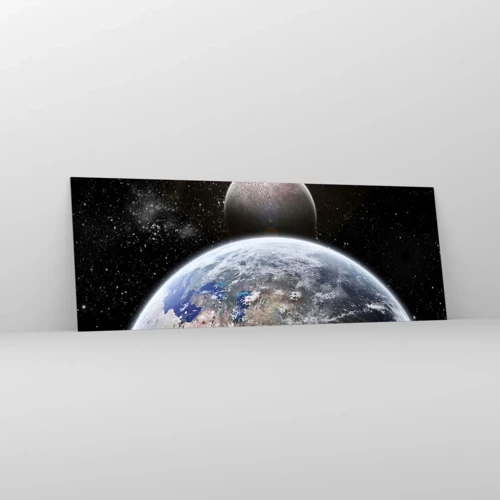 Obraz na skle - Vesmírna krajina - východ slnka - 140x50 cm