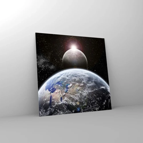 Obraz na skle - Vesmírna krajina - východ slnka - 50x50 cm
