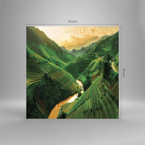 Obraz na skle - Vietnamské údolie - 70x70 cm