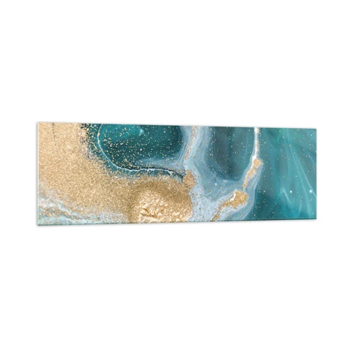 Obraz na skle - Vír zlatej a tyrkysovej - 160x50 cm