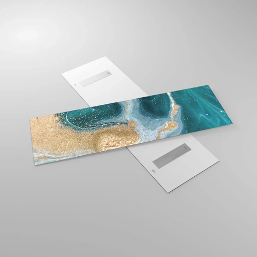 Obraz na skle - Vír zlatej a tyrkysovej - 160x50 cm