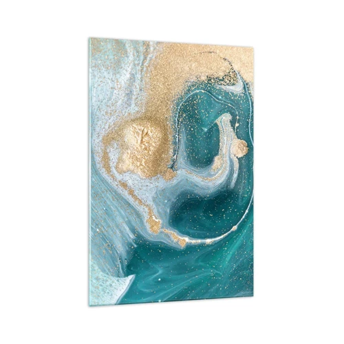 Obraz na skle - Vír zlatej a tyrkysovej - 70x100 cm