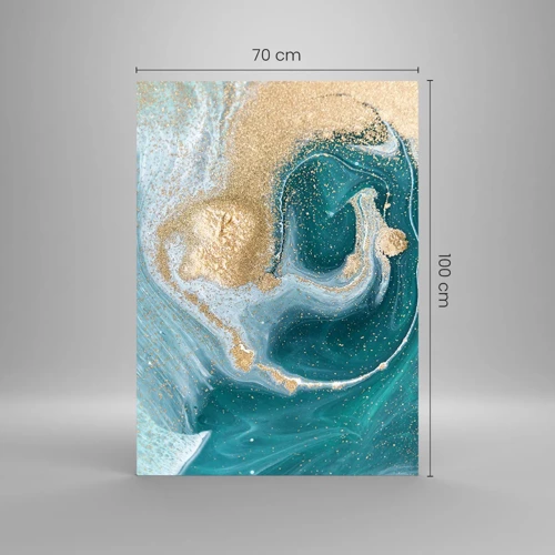 Obraz na skle - Vír zlatej a tyrkysovej - 70x100 cm