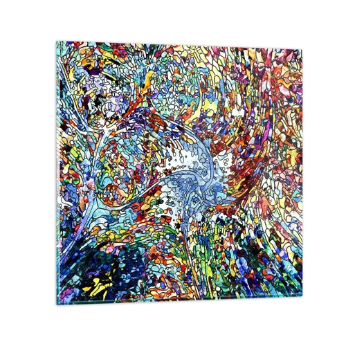 Obraz na skle - Vitráž s kvapkami - 30x30 cm