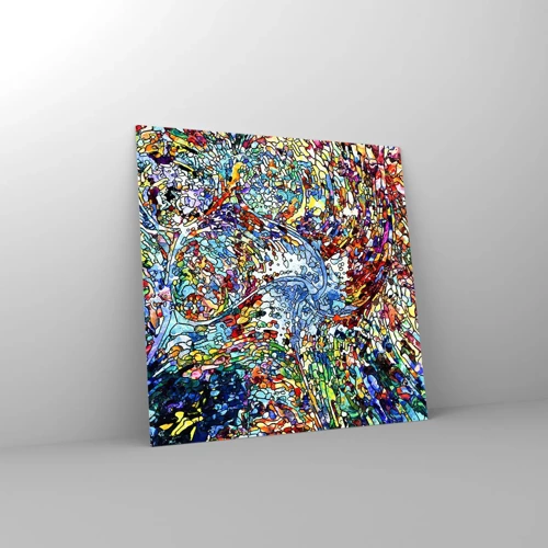 Obraz na skle - Vitráž s kvapkami - 70x70 cm