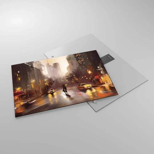 Obraz na skle - Vo svetlách New Yorku - 70x50 cm