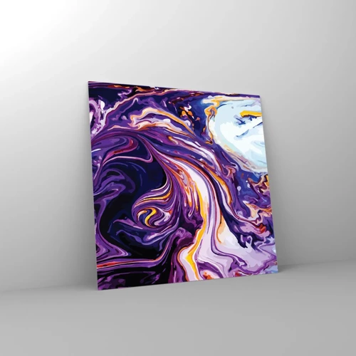 Obraz na skle - Záhyb priestoru vo fialovej - 70x70 cm