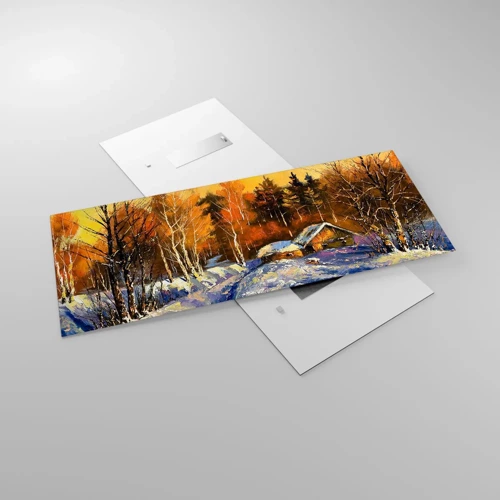Obraz na skle - Zimná impresia v slnku - 120x50 cm
